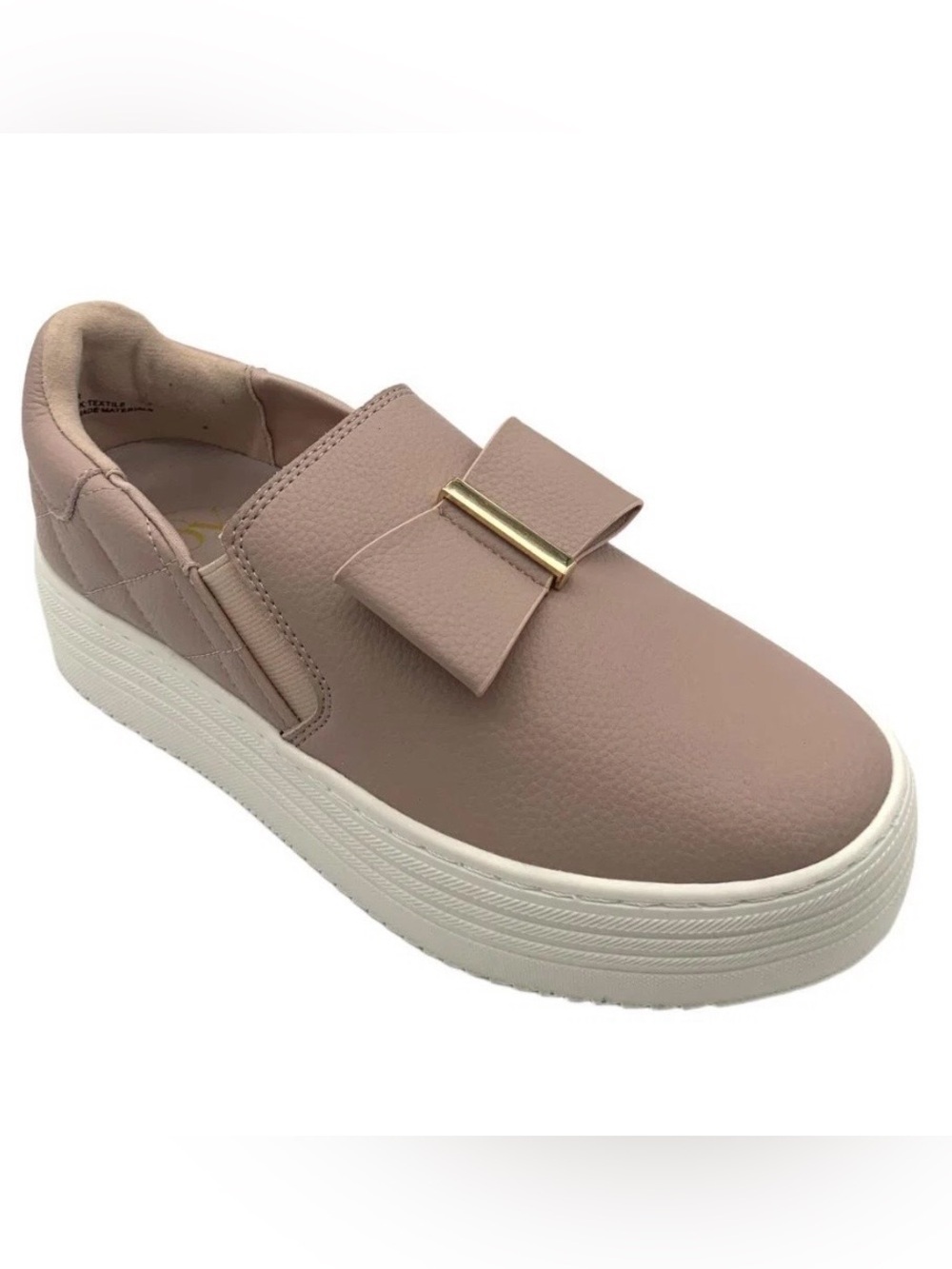 Women's Slip-On Platform Mules with Bow Accent - Blush Size 9.5W